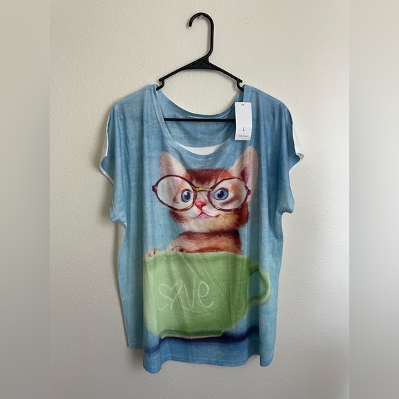 Cute Kitten In Mug Graphic T - Picture 2 of 9